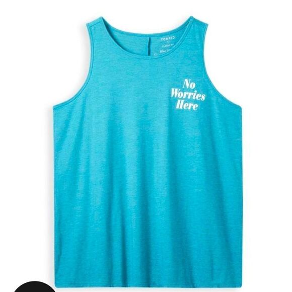 TORRID EVERYDAY TANK - SIGNATURE JERSEY NO WORRIES HERE BLUE - Picture 1 of 6